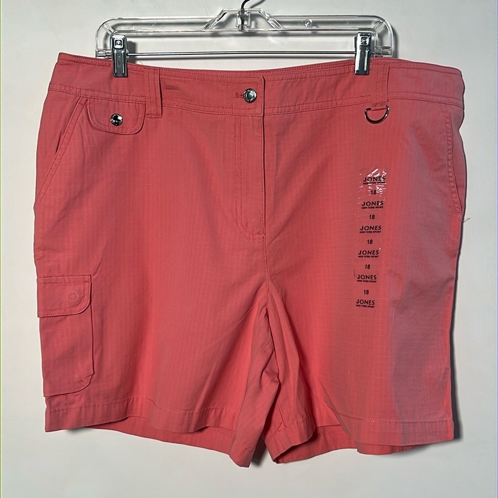 JONES NEW YORK NWOT Cargo Salmon 4 Pocket Textured Cotton 6" Inseam Short SZ 18